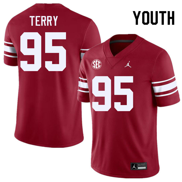 Youth #95 Da'Jon Terry Oklahoma Sooners 2024 SEC Conference College Football Jerseys-Throwback